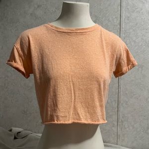Coral Cropped Short Sleeve Shirt